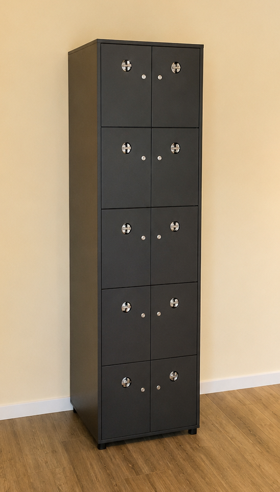 Abschließbarer schwarzer Spindschrank
